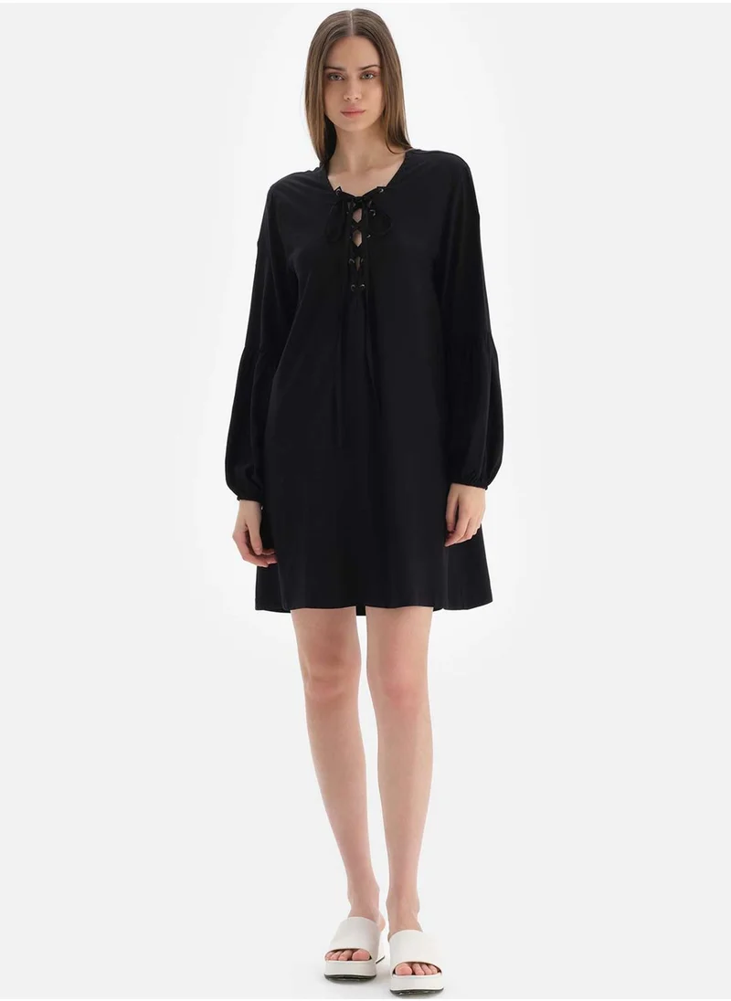 dagi Puff Sleeeve Tie Detail Beachwear Dress