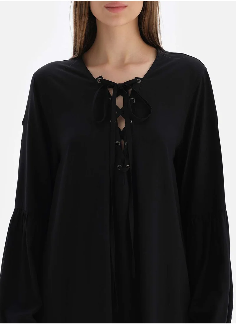 dagi Puff Sleeeve Tie Detail Beachwear Dress