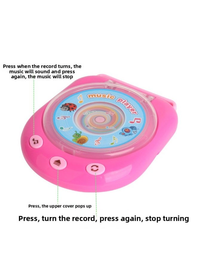 null - Jinhuafeng Mini Simulation Light Music مع ضوء مع مشغل أقراص مضغوطة قابل للدوران، لعبة الأجهزة المنزلية الصغيرة - اللون: وردي - Image 1