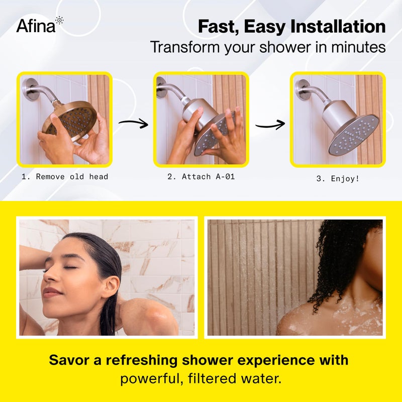 Afina فلتر بديل Afina A-01 لرأس الدش المفلتر من Afina - دش عالي الضغط - يقلل من جفاف الجلد والحكة والأكزيما والقشرة ويحسن بشكل كبير حالة بشرتك وشعرك - Image 5