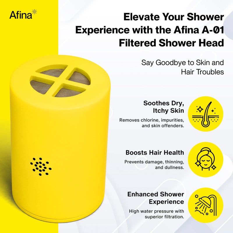 Afina فلتر بديل Afina A-01 لرأس الدش المفلتر من Afina - دش عالي الضغط - يقلل من جفاف الجلد والحكة والأكزيما والقشرة ويحسن بشكل كبير حالة بشرتك وشعرك - Image 2