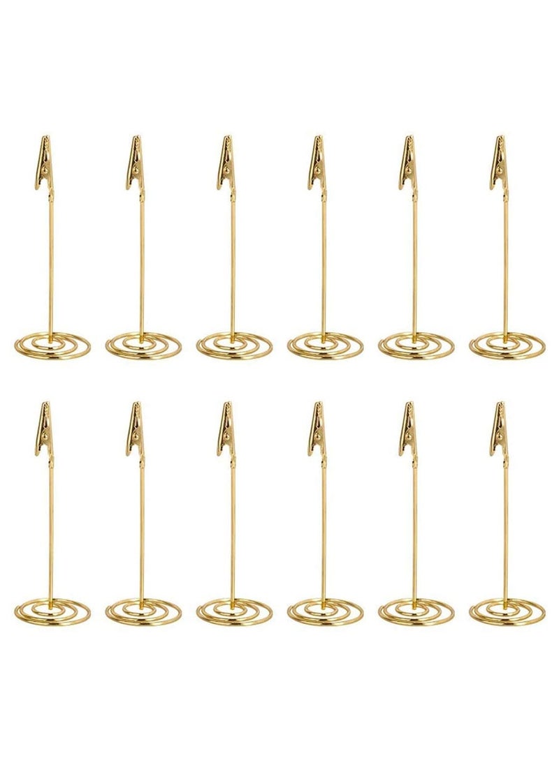 Generic - 12pcs Place Card Holder Memo Clip Photo Table Number Gold Holder Stand Paper Menu Stand - Image 1