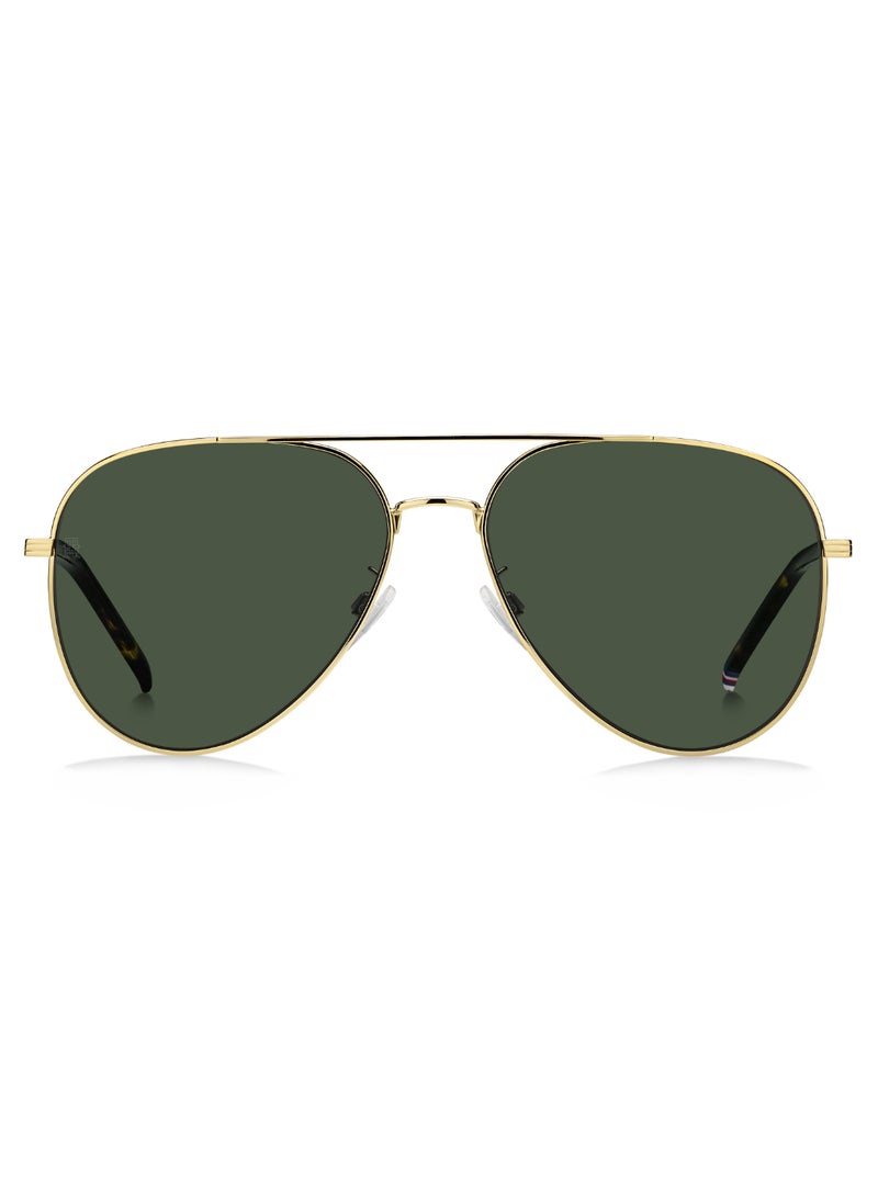 TOMMY HILFIGER Men's Uv Protection Pilot Shape Metal Sunglasses Th 2111/G/S Green 55 - Lens Size: 55 Mm - Gold - Image 3