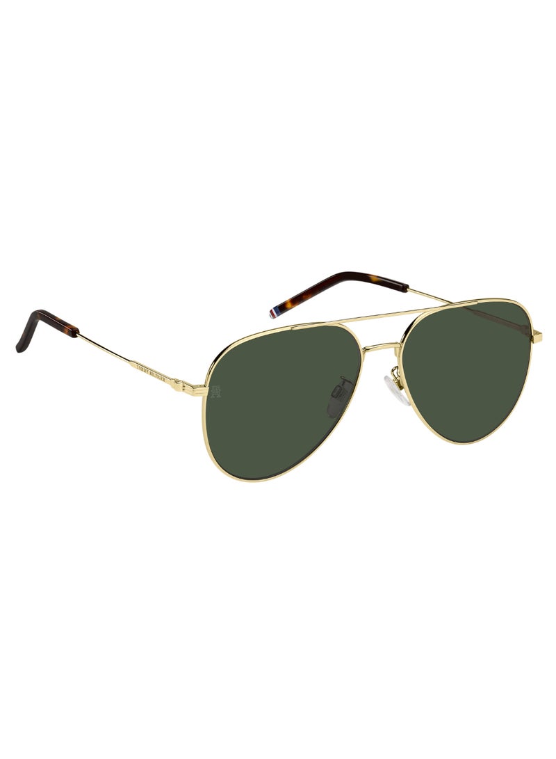 TOMMY HILFIGER Men's Uv Protection Pilot Shape Metal Sunglasses Th 2111/G/S Green 55 - Lens Size: 55 Mm - Gold - Image 2