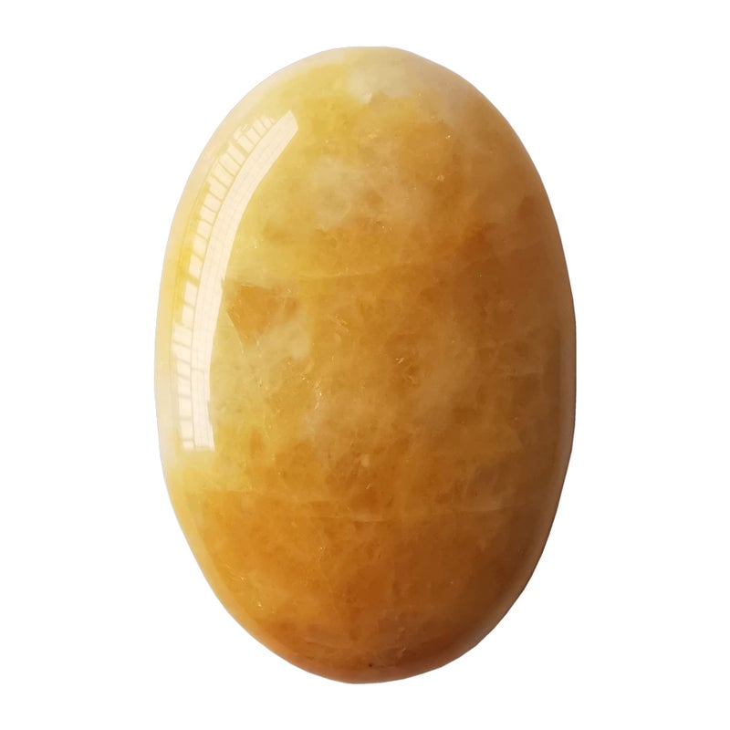 Bacatgem Natural Ice Yellow Jade Oval Palm Pocket Healing Crystal Massage Spa Energy StoneHealing Crystal for Therapy Geometry Chakra Balancing