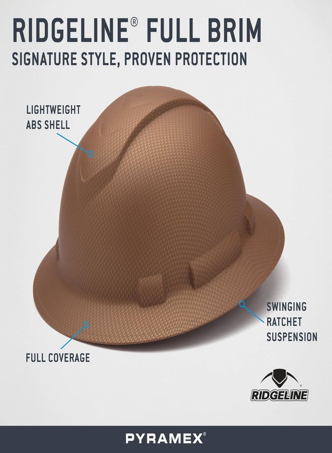 Ridgeline Pyramex Ridgeline Full Brim Hard Hat, 4-Point Ratchet Suspension, Copper Pattern - Image 2