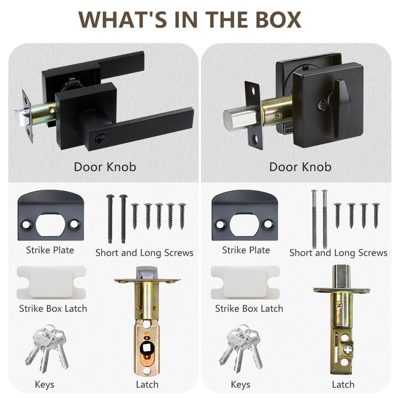DSJJBLL Exterior Door Handle with Single Cylinder Deadbolt,Front Door Handle and Deadbolt Set,Matte Black Keyed Alike Heavy Duty Door Lever Locksets Right & Left Sided Doors,1 Key 1 Combo - Image 4