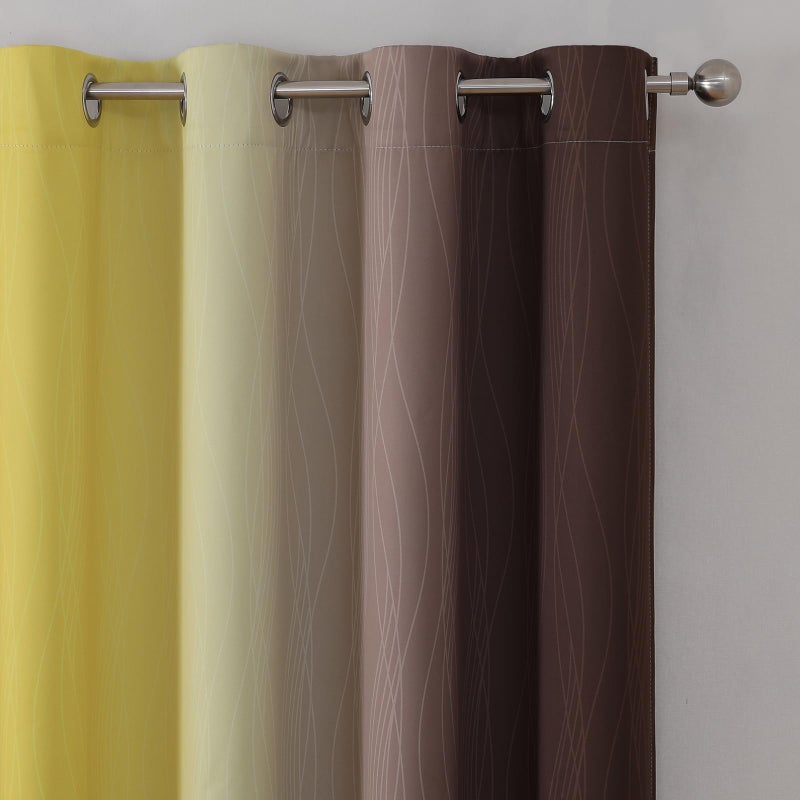 Estelar Textiler Brown and Yellow Blackout Curtains for Living Room  Full Room Darkening Grommet Ombre Curtains for Bedroom  Thermal Insulated Light Blocking Gradient Drapes  52Wx72L  2 Panels - Image 4