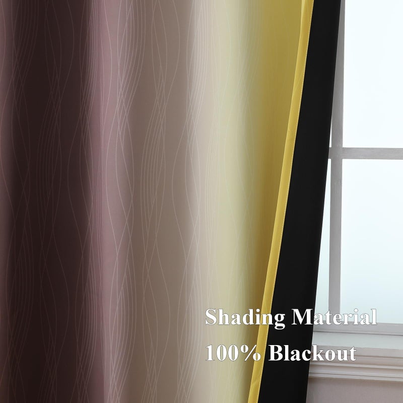 Estelar Textiler Brown and Yellow Blackout Curtains for Living Room  Full Room Darkening Grommet Ombre Curtains for Bedroom  Thermal Insulated Light Blocking Gradient Drapes  52Wx72L  2 Panels - Image 5