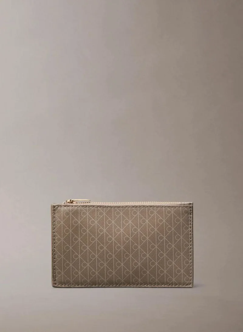 Monogram Logo Top Zip Card Holder