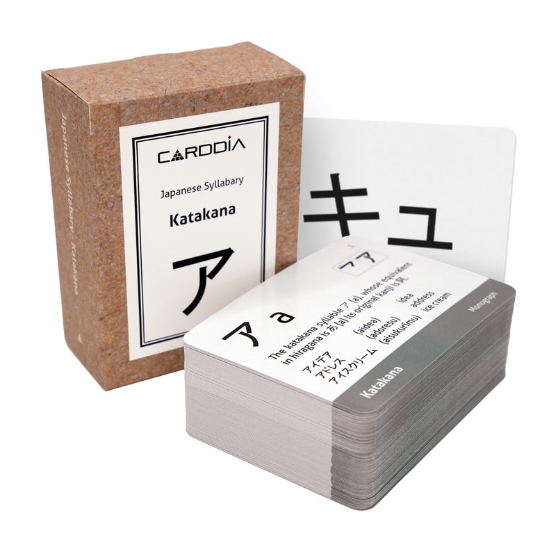CARDDIA Japanese Syllabary Katakana Flash Cards with StrokeOrder Diagrams and Example Words Standard Playing Card Size Sturdy Water Resistant - Image 4