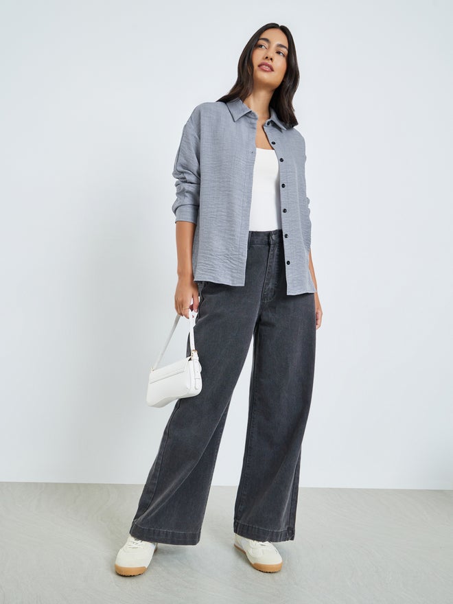 Styli Grey Relaxed Fit Long Sleeve Shirt - Image 2