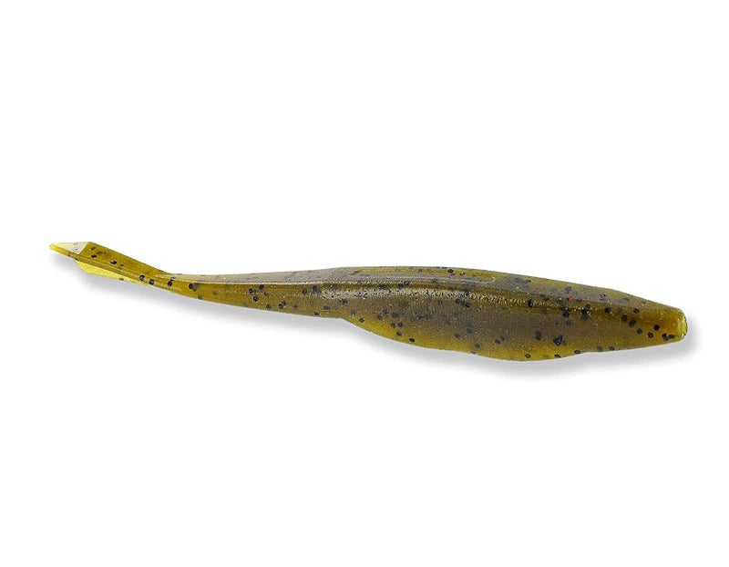 Yamamoto Gary 5" D-Shad Soft Plastic Fishing Angling Swimbait Lures | Side-to-Side Twitching Action |Sinks Level and Shimmies - 7 Pack, Green Pumpkin - Image 1