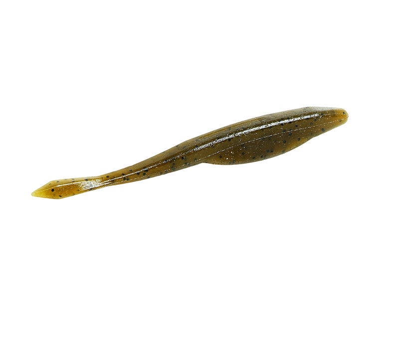 Yamamoto Gary 5" D-Shad Soft Plastic Fishing Angling Swimbait Lures | Side-to-Side Twitching Action |Sinks Level and Shimmies - 7 Pack, Green Pumpkin - Image 3