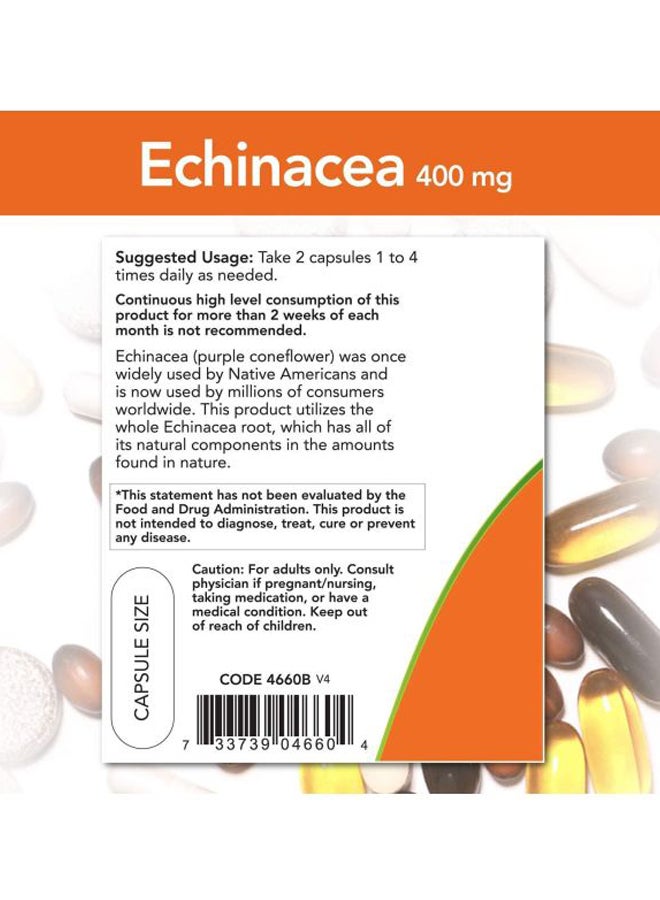 Now Foods Echinacea Purpurea Root Dietary Supplement 100 Capsules - Image 3