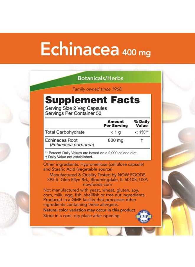 Now Foods Echinacea Purpurea Root Dietary Supplement 100 Capsules - Image 2
