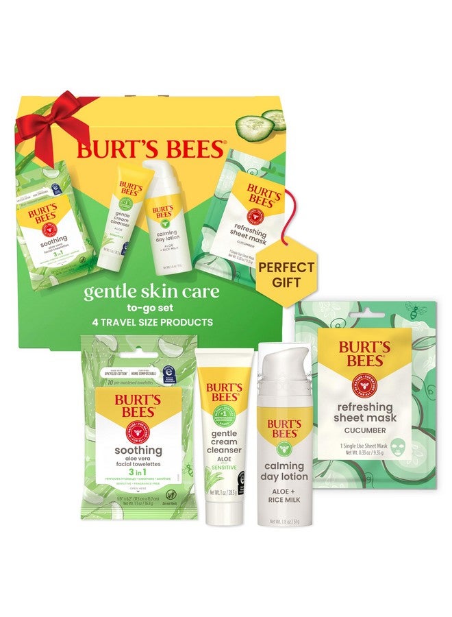 بيرتس بيز مجموعة هدايا عيد الميلاد من بيرتس بيز للعناية بالبشرة اللطيفة، تتضمن منظفًا ومناديل مبللة ولوشن وقناعًا ورقيًا، حجم صغير للعناية ببشرة الوجه للبشرة الحساسة، مجموعة هدايا واحدة من منتجات العناية بالبشرة الطبيعية - Image 1