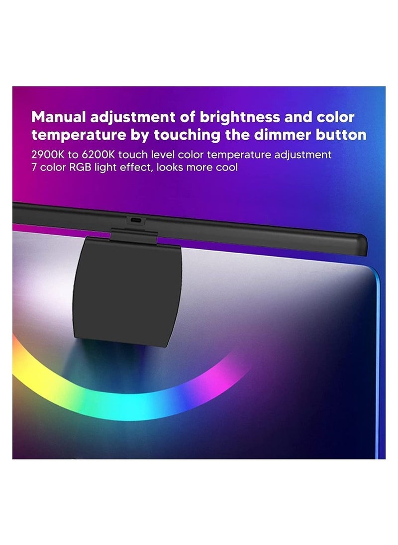 ULHYC - Computer Monitor Lamp with RGB Backlit Screen Light Strip with Stepless Dimming and Timer Function LED Desk Lamp with Touch Control and No-Glare Screen Light for Computer, Office, Gaming - Image 1