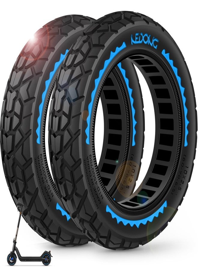 BANGTING 2PCS 60/70-6.5 Scooter Tire Tubeless - 10x2.50 Front or Rear Replacement Puncture-Proof Solid Tires, 10x2.50-6.5 Airless Off-Road Tire for Segway G30/G30D/G30LP/G30D II (Blue) - Image 1