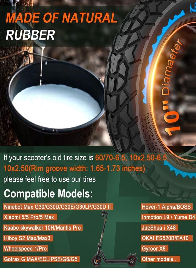 BANGTING 2PCS 60/70-6.5 Scooter Tire Tubeless - 10x2.50 Front or Rear Replacement Puncture-Proof Solid Tires, 10x2.50-6.5 Airless Off-Road Tire for Segway G30/G30D/G30LP/G30D II (Blue) - Image 5