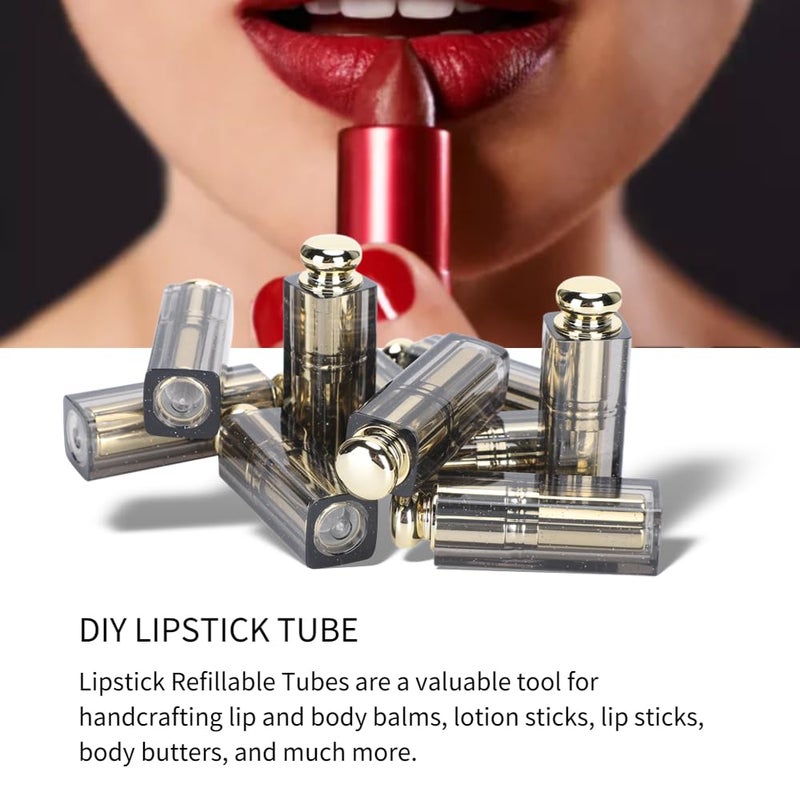 DIY Lipstick Tube, 10pcs/set Lipstick Empty Tube DIY Lip Balm Refillable Container Handmade Lip Balm Bottles Packing ABS Cosmetic Tool - Image 5