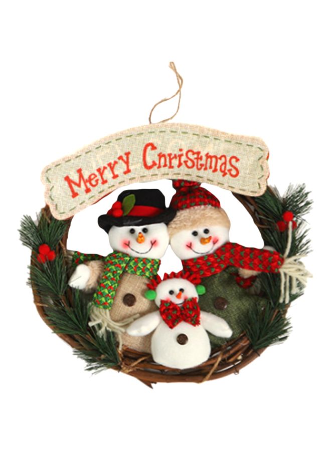 NIBEMINENT Decorative Snowman Wreath Red/Green/Beige 32x32cm - Image 1