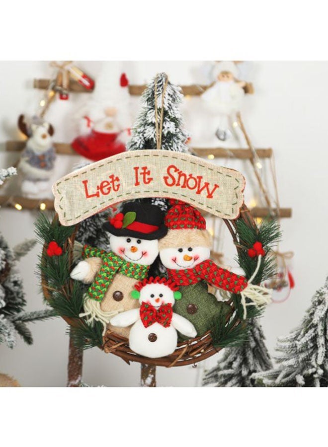 NIBEMINENT Decorative Snowman Wreath Red/Green/Beige 32x32cm - Image 2