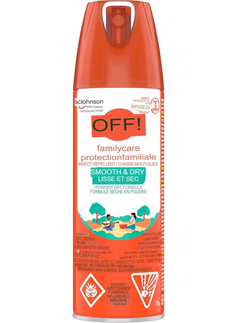 OFF! FamilyCare Insect and Mosquito Repellent with Power Dry Formula, Bug Spray for Camping, Bug Repellent Safe for Clothing 170 g (Packaging May Vary) - Image 1