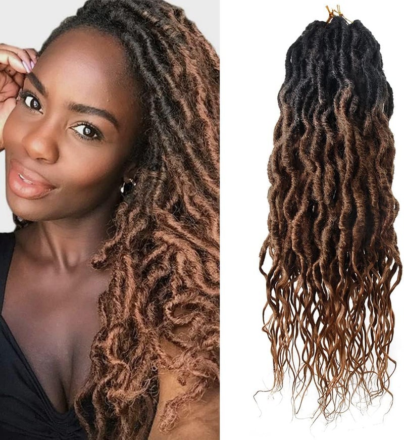 Goddess Faux Locs Crochet Braid Hair 6Packs 24Inch Dreadlock Synthetic Extensions Ombre Bohemian Hair Locs Afro Dreadlock