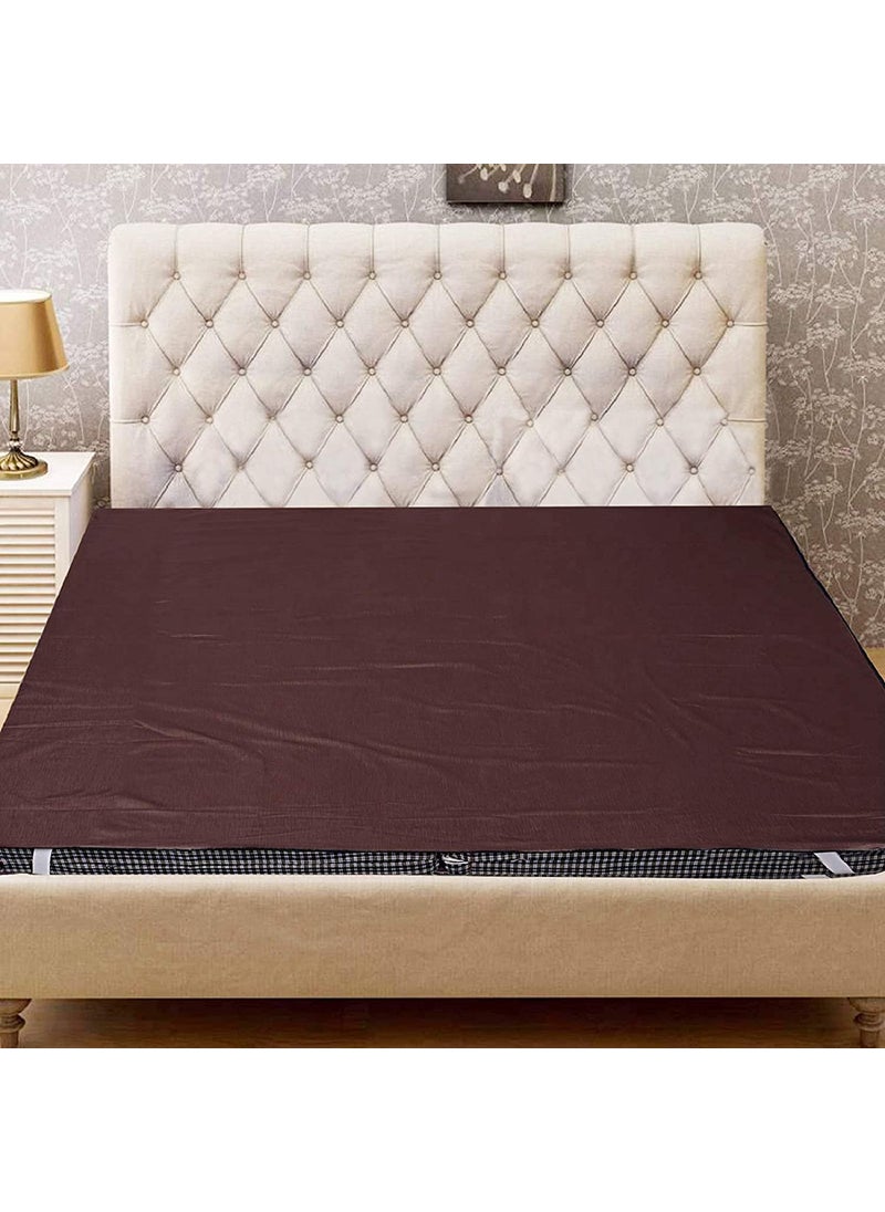 NORTH FIELD North Field Waterproof Plastic Mattress Protection Sheet for Baby and Adult Poly Plastic Rubber Double Bed Sheet Double BedKing Size 72 x 75 Inch Dark Brown  - Image 1