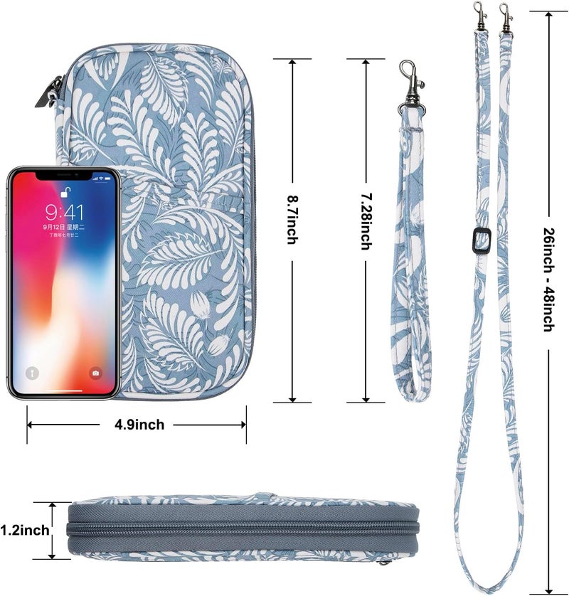 jiemei RFID Family Passport Wallet Holder Waterproof, Travel Document Organizer Credit Card Clutch Bag for Men Women (RFID Leaf) - Image 2