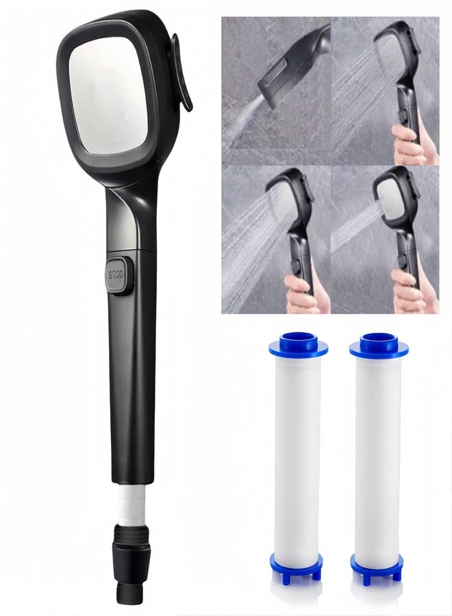 Sunkizzrs® Hand Shower for Bathroom 4-Function Shower Head with Filter Increase Water Pressure Handheld Showers （With 2 PP Filter Elements） (Black) - Image 1