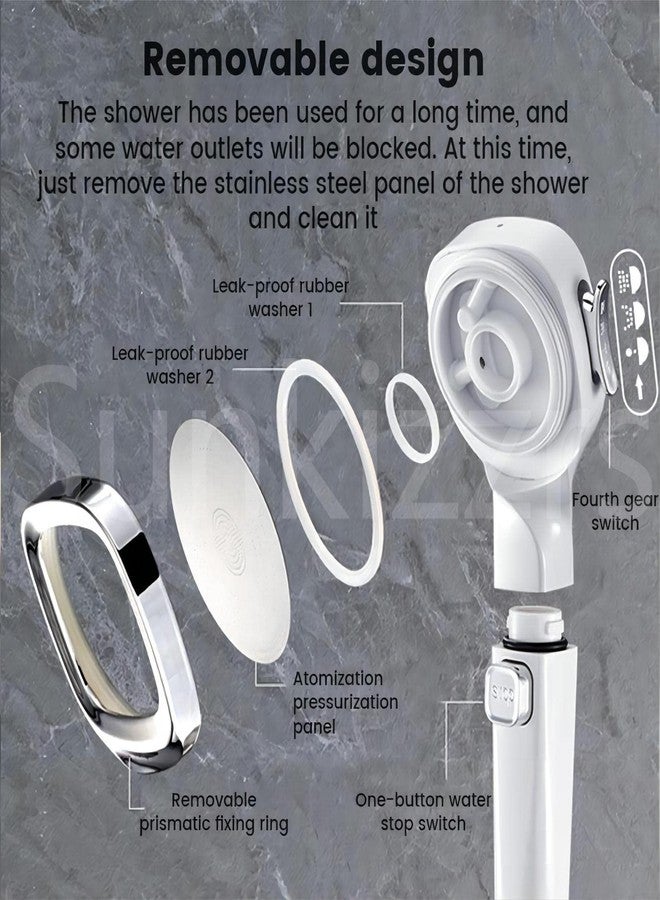 Sunkizzrs® Hand Shower for Bathroom 4-Function Shower Head with Filter Increase Water Pressure Handheld Showers （With 2 PP Filter Elements） (Black) - Image 3
