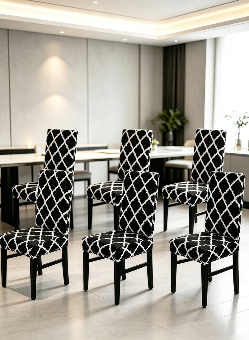 Dining Chair Covers, Set of 6, Removable Washable Geometric Pattern Stretch Chair Slipcovers, Four Seasons Universal Chair Protector Covers for Kitchen, Dining Room, Hotel, Banquet - Image 1