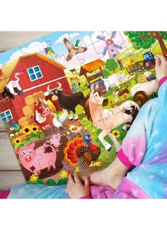 quokka QUOKKA Puzzles for Toddlers 3-5 â€“ 3 x 36 Pieces Floor Puzzles for Kids Ages 2-4 â€“ 12 Toy Learning Farm Animals for 4-6 â€“ Jigsaw Game for Boy and Girl 3-5-7 Year Old  - Image 2