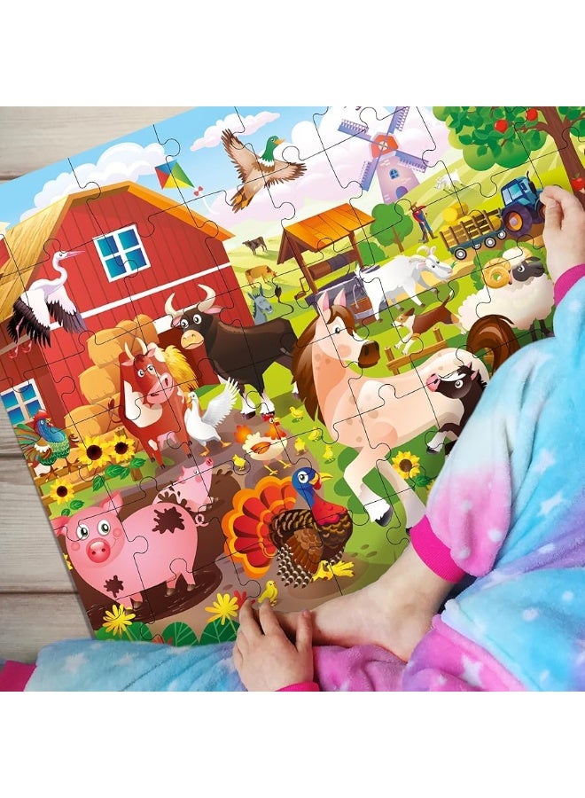 quokka ألغاز كوكّا للأطفال من 3-5 سنوات - 3 ألغاز أرضية مكونة من 36 قطعة للأطفال من 2-4 سنوات - 12 لعبة تعليمية عن حيوانات المزرعة من 4-6 سنوات - لعبة بازل للأولاد والبنات من 3-5-7 سنوات - Image 2