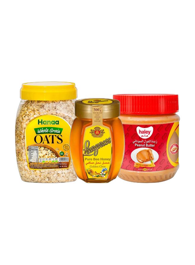 Langnese Bundle of Pure Bee Honey, 500g, Haley Creamy Peanut Butter, 340g, & Whole Grain Oats 900grams - Image 1