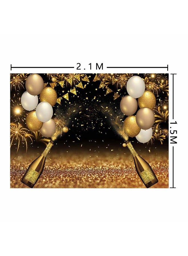 Qian Black Golden Balloons Photo Background Gold Champagne Bokeh Photo Backdrops Graduation Prom Holiday Party Supplies Banner 30th 40th 50th 60th Birthday Decoration Studio Props Banner 7x5ft - Image 4