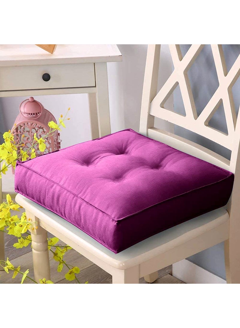 AARON INC AARON INC 2 Pcs Microfiber Square Chair PadCushion 45x45 cm Seat Cushions with Thick Cotton Filler Large Size for Sitting Pooja Dining Table Office Car Outdoor Purple  - Image 2