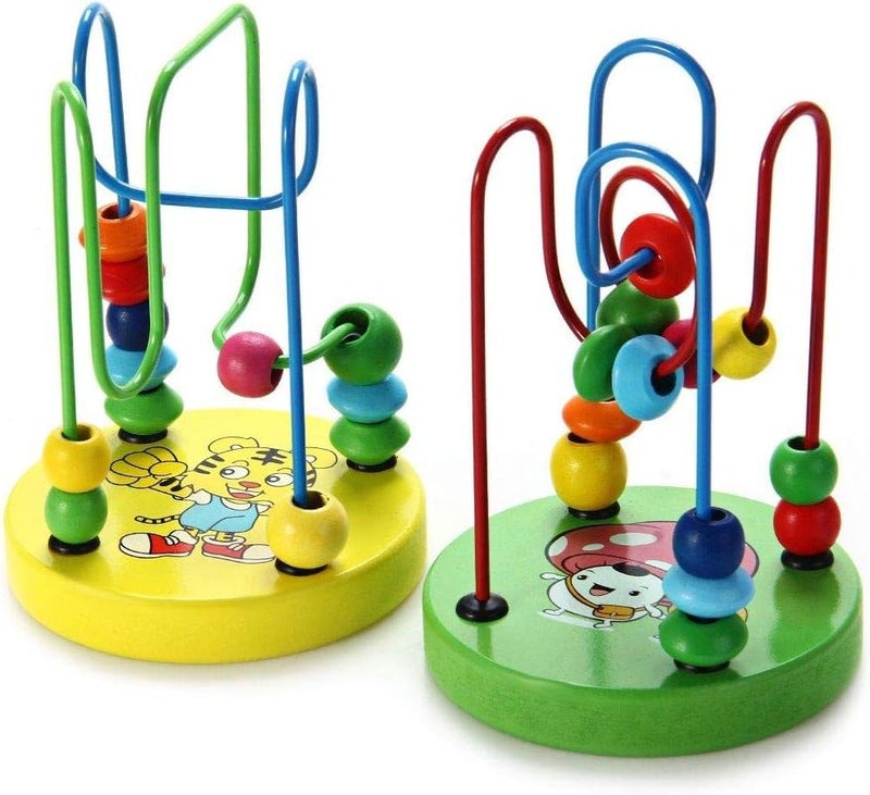 1 Piece Mini Colorful Educational Game Baby Wooden Toy Around Beads Wire Maze