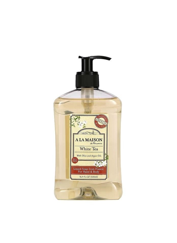 A La Maison De Provence Liquid Soap for Hand  Body White Tea 16.9 fl oz 500 ml 
