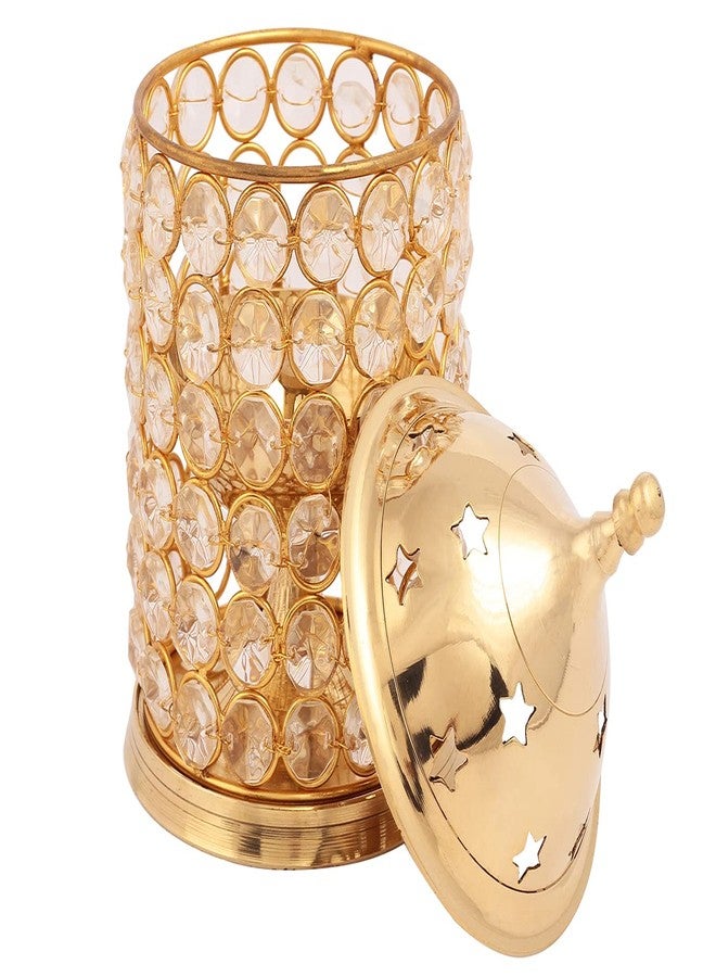 SH Retail Brass Diamond Crystal Akhand Diya Decorative Lantern for Pooja (Single) (Height 18 cm) - Image 5