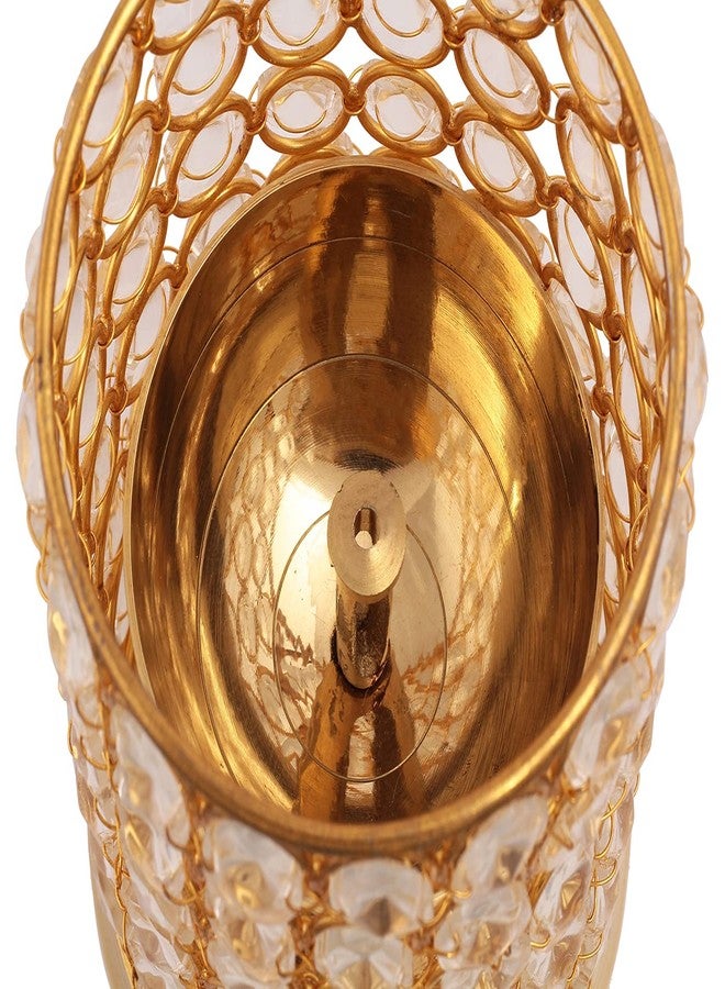 SH Retail Brass Diamond Crystal Akhand Diya Decorative Lantern for Pooja (Single) (Height 18 cm) - Image 3