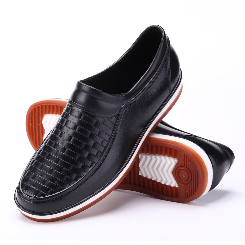 Stylish Slip-Resistant Mens Rain Shoes 317 black 