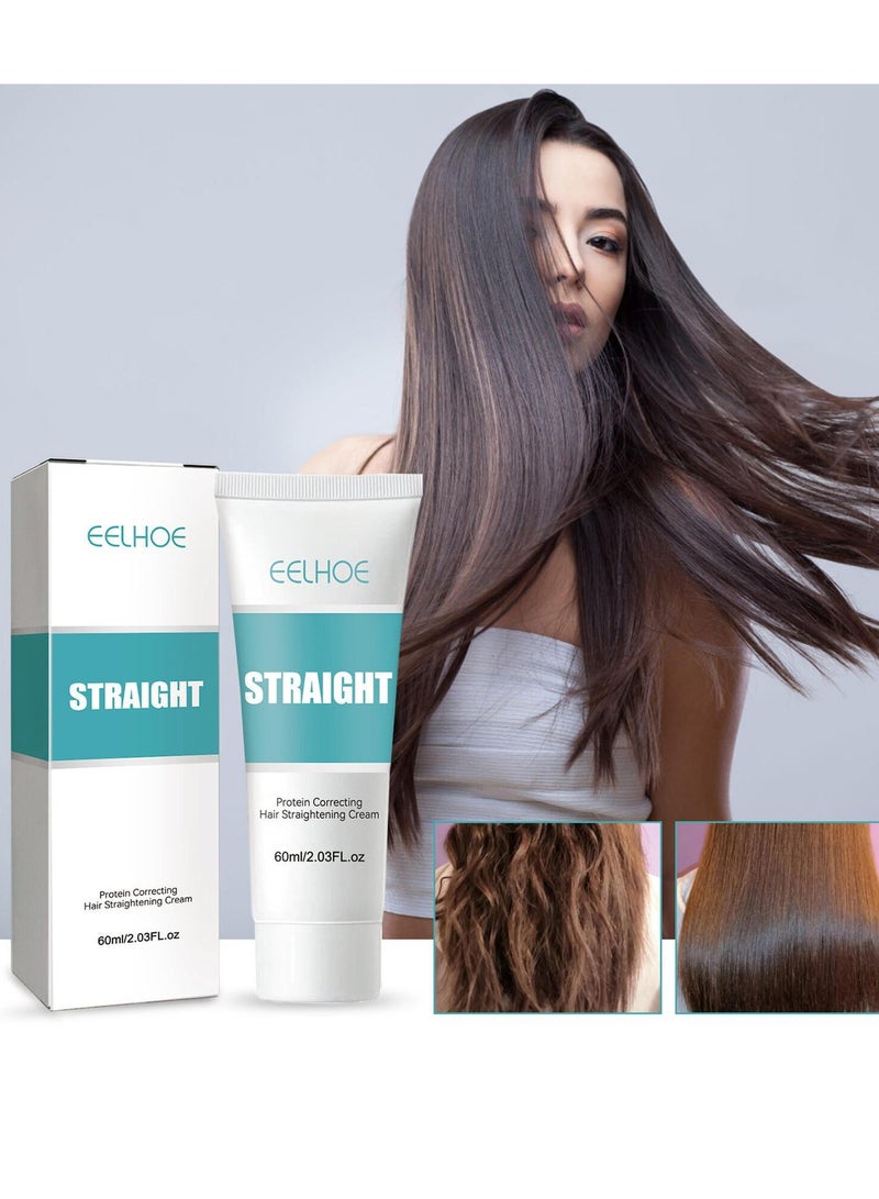 EELHOE Protein Hair Straightening Cream, Straightening Smooth Clipless No Harm Gentle Softener, Moisturizing Smoothing Collagen Hair Straightening Cream - Image 4
