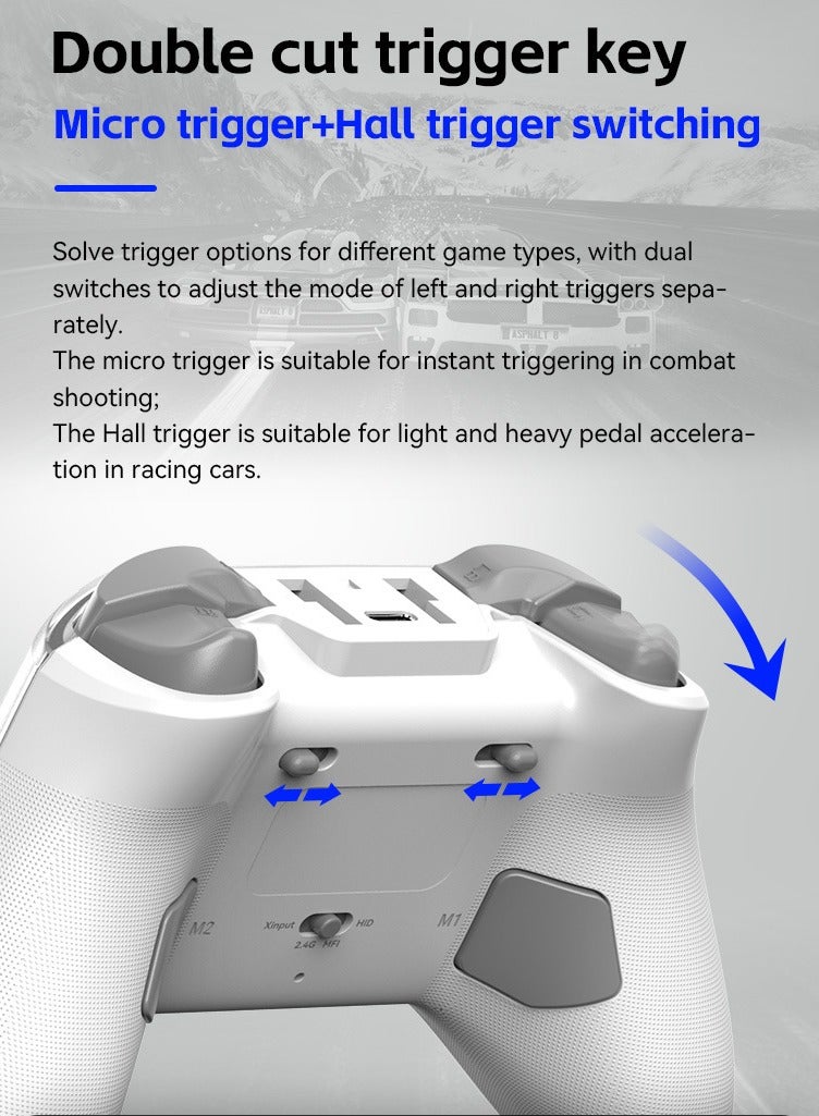 يد تحكم الألعاب اللاسلكية Z04 مع قاعدة شحن – دعم متعدد المنصات (أبل، أندرويد، PC، تلفزيون)، عصا تحكم هول، مفتاح زناد مزدوج، غطاء مغناطيسي، برمجة ماكرو، جيروسكوب 6 محاور، ووضع التيربو（أسود） - Image 4