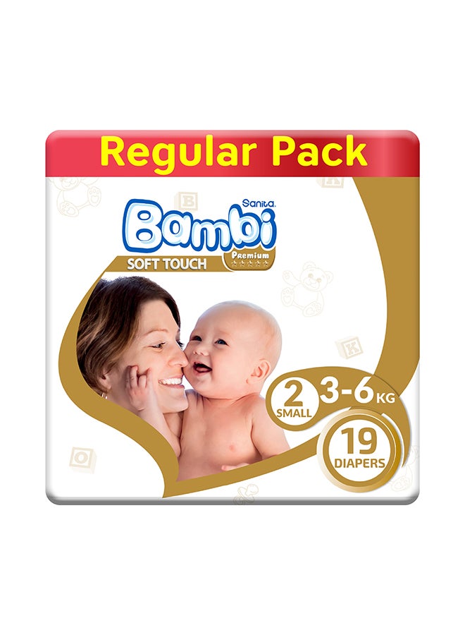 Sanita Bambi Soft Touch Baby Diapers, Size 2, 3 - 6 Kg, 19 Count – Small - Image 1