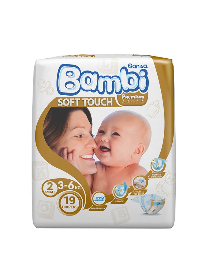 Sanita Bambi Soft Touch Baby Diapers, Size 2, 3 - 6 Kg, 19 Count – Small - Image 2