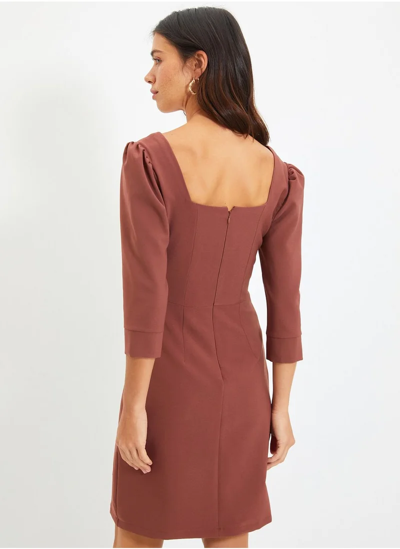 trendyol Broad Neck Knitted Bodycon Dress