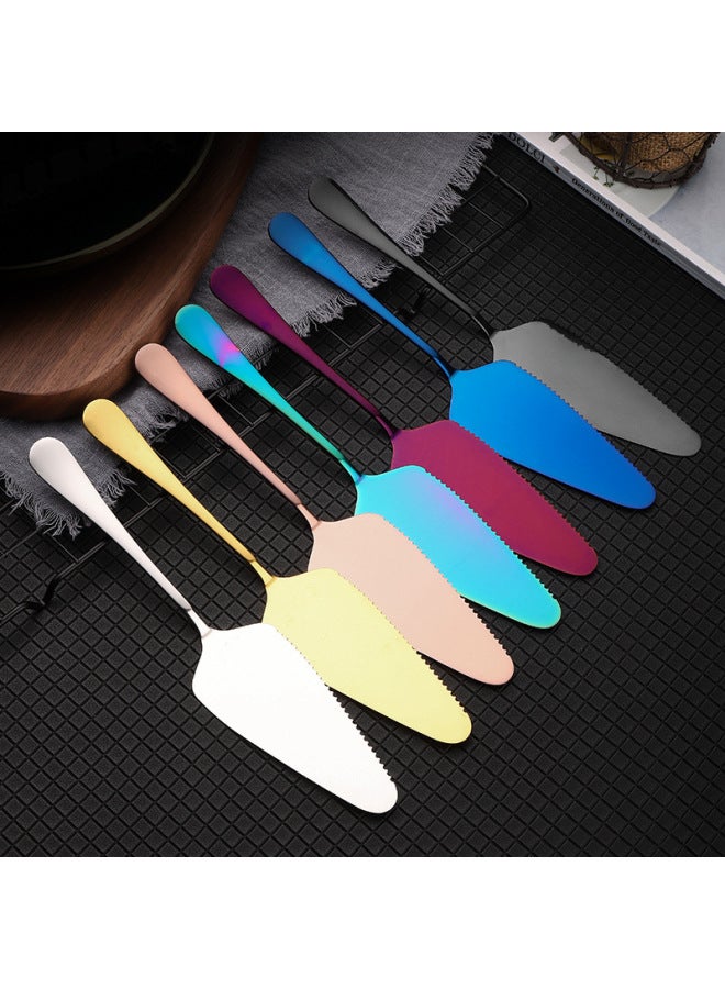 1010 Stainless Steel Triangle Toothed Cake Shovel Triangle Pizza Shovel Bread Shovel Baking Tools Special Cutter-Color:Blue  - Image 1